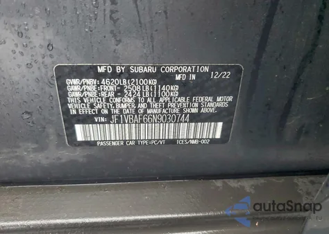 2022 Subaru Wrx Premium from USA, damaged, VIN JF1VBAF66N9030744